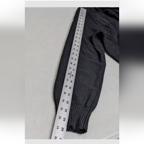 NWT Chaps Cable Knit Pullover Sweater Long Sleeve 1X Black Sparkle - Picture 7 of 10